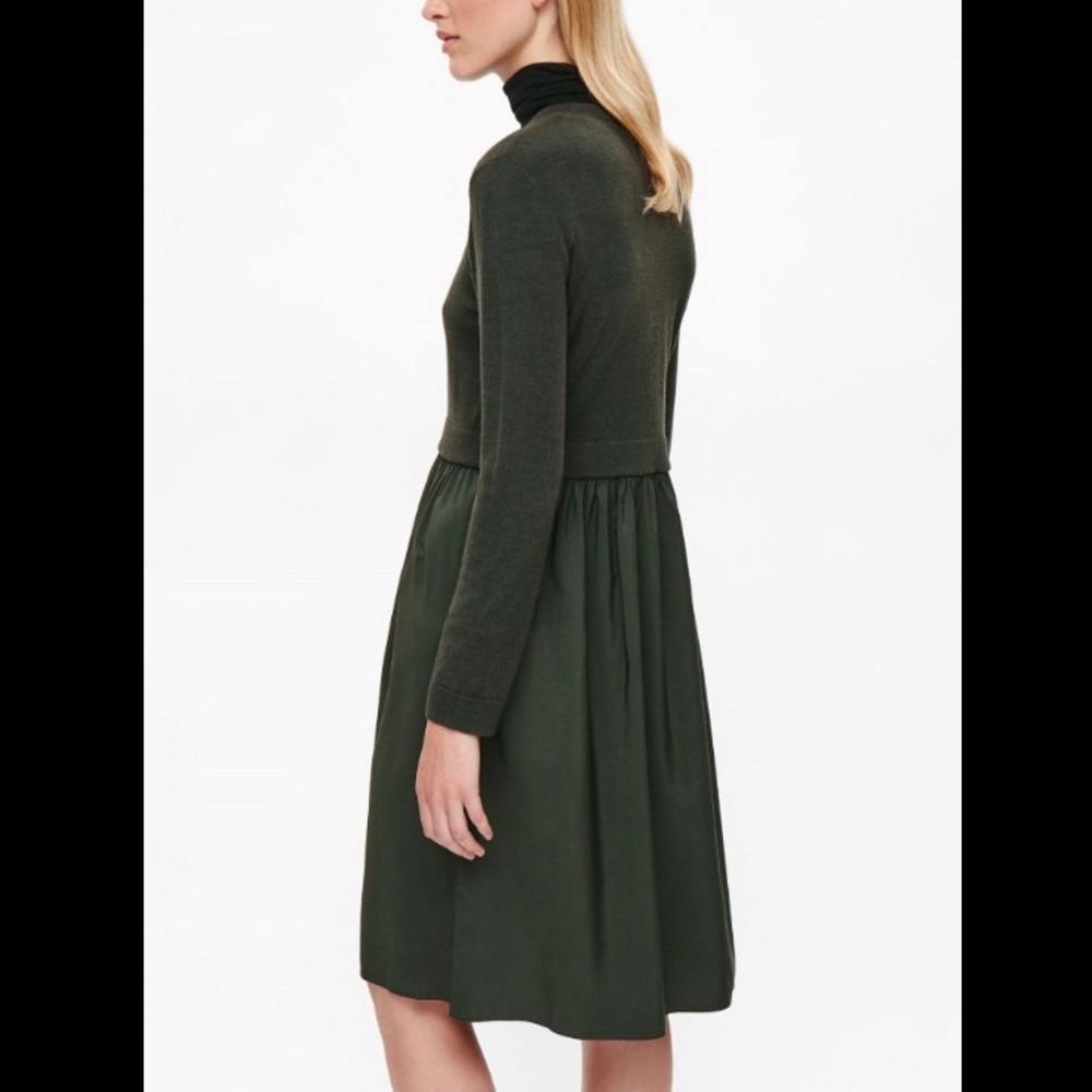 COS Forest Green Rib and Ruched Dress - Picture 3 of 8